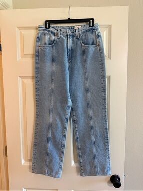 Ag Adriano Goldschmied Light Blue Straight Leg Jeans Cropped